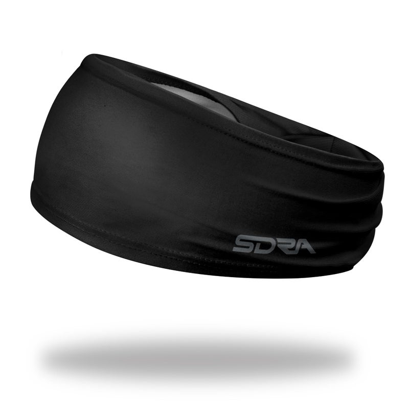 Suddora Solid Color Wide Headband/Sweatband - Workout, Football, Soccer, Yoga (Black) - Image 1